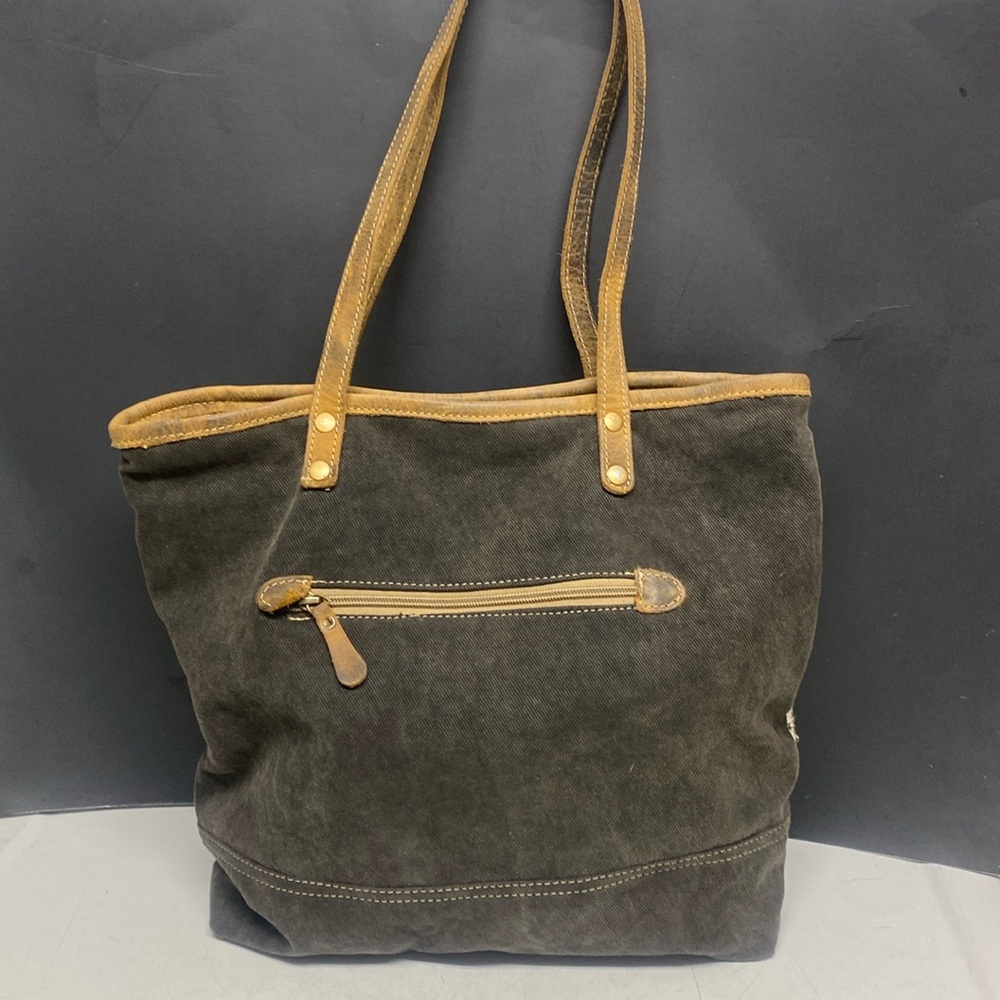 Myra Bag Canvas Fur Tote Purse View 5